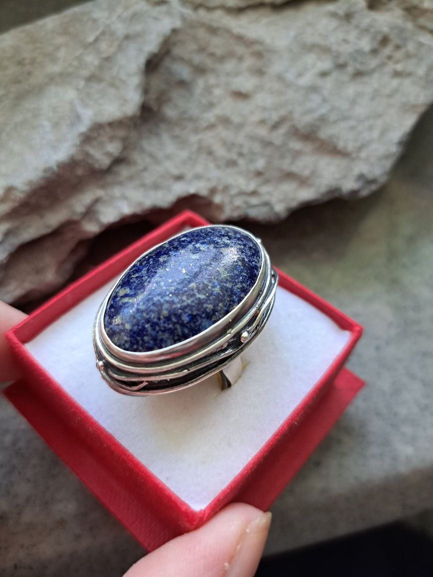 Srebrny pierścionek z lapis lazuli autorski srebro
