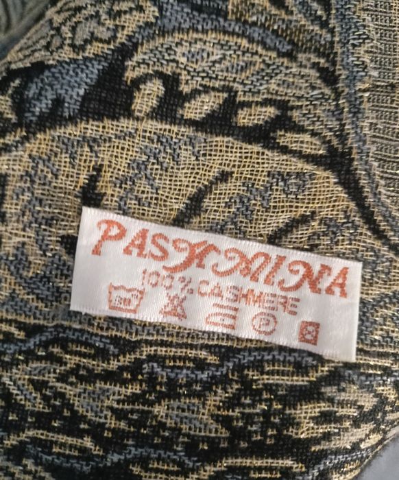 Ogromny xxxl szal vintage kaszmirowy dwustronny 100% kaszmir