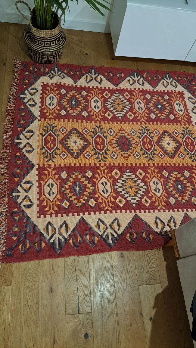 Duży Kilim dywan PRL lata 50 60 antyk vintage boho etno dywanik