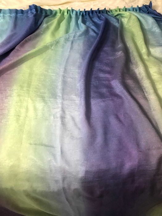 Zasłony zasłonki niebieskie zielone ombre 218x160 cm