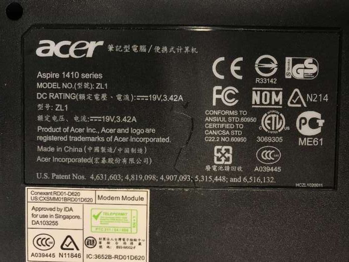 Vendo peças Acer 1410
