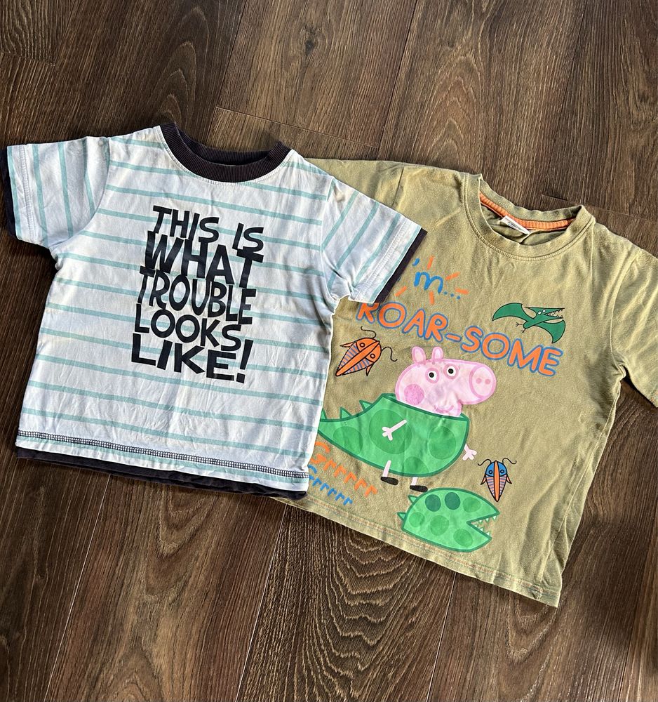 Bawełniany chłopięcy T-shirt w paski r. 98-104 zestaw peppa pig George