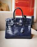 Оригинальная женская|мужская сумка-тоут — Hermes Birkin Croco Porosus