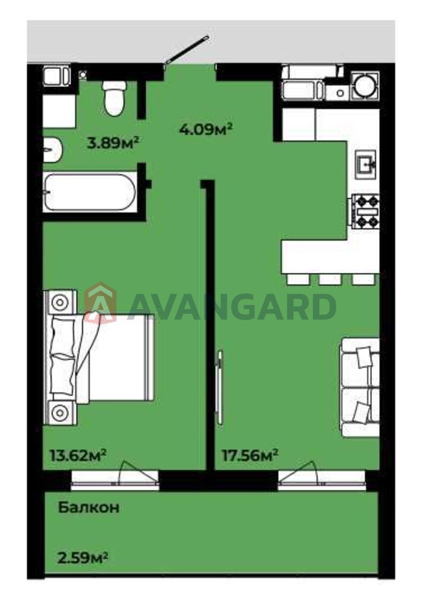 Продаж однокімнатної квартири (41.75 м2) в ЖК CONTINENT ART