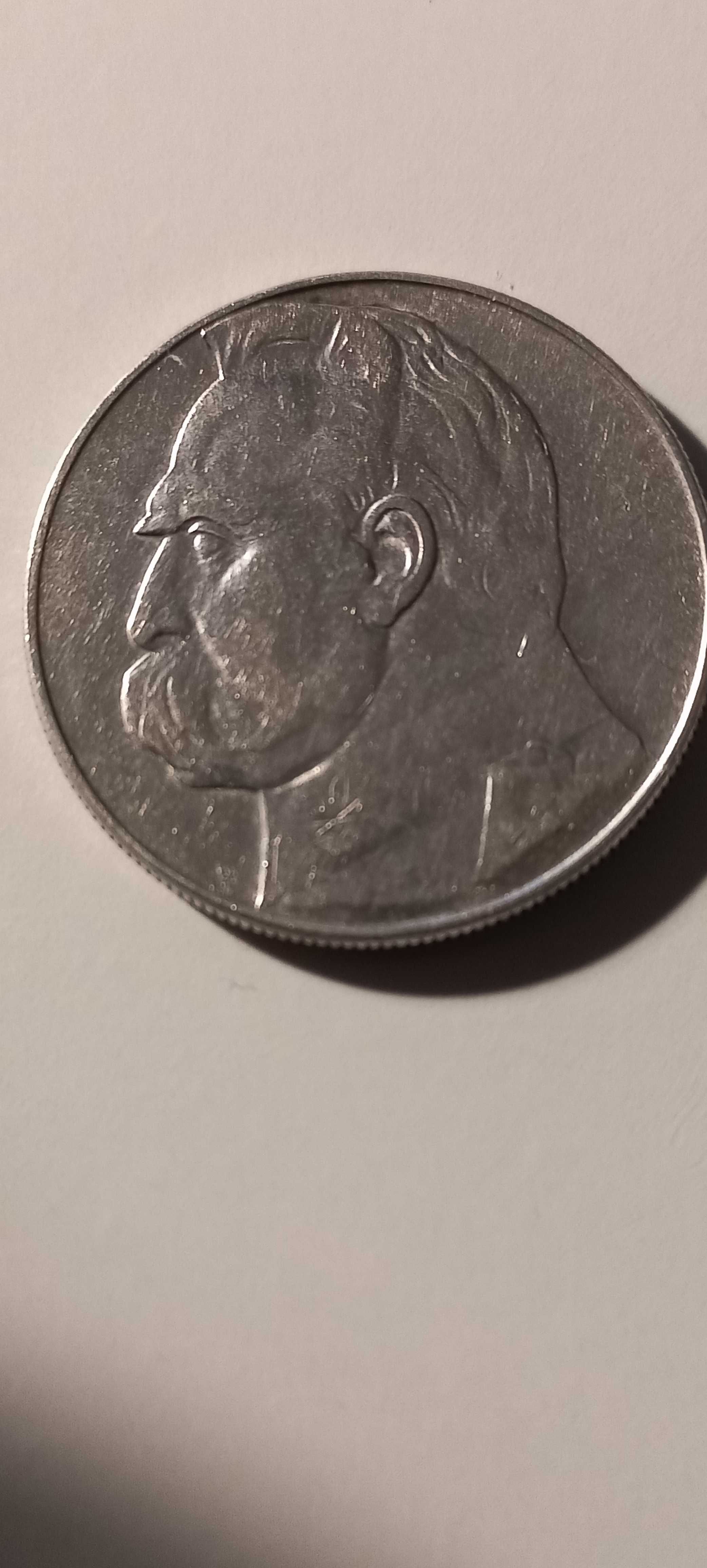Moneta srebrna. 10 zł. Józef Piłsudski. 1937 rok. Stan 4-. Obiegowa.