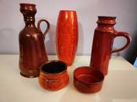 Zestaw ceramiki czerwony vintage 5 sztuk