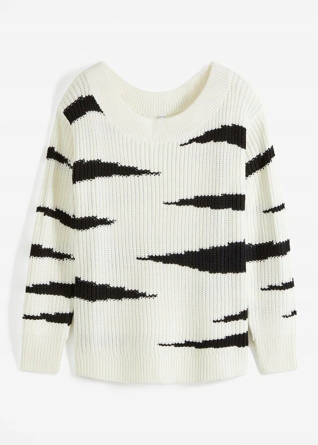 B.P.C sweter biało-czarny prażkowany ^48/50
