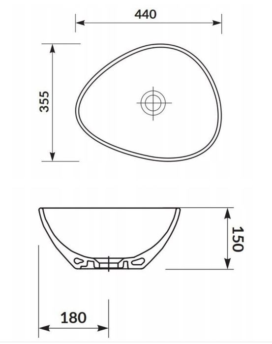 Umywalka ceramiczna nablatowa Moduo 45 nieregularna