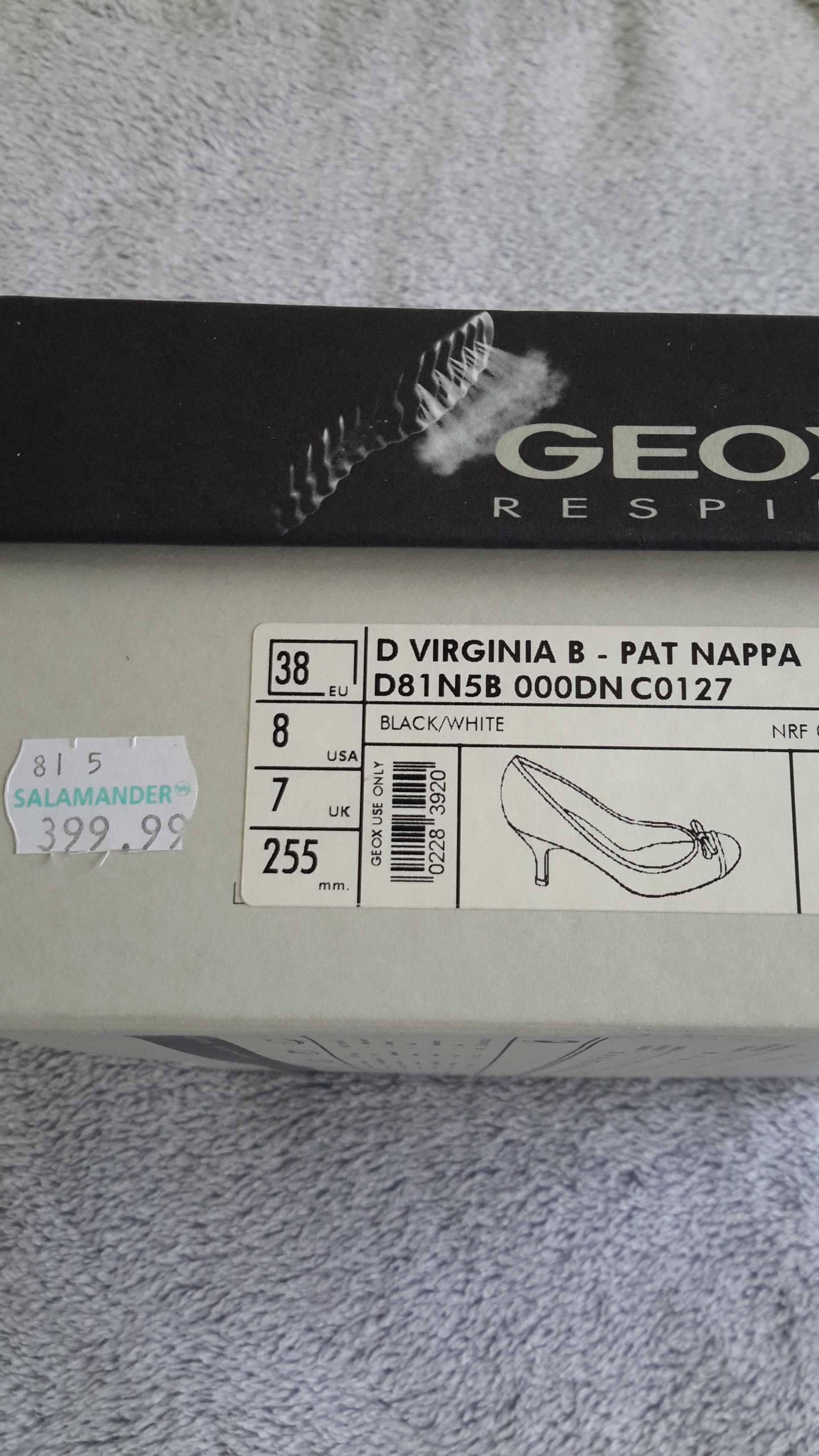 Buty pantofle damskie czółenka GEOX 38 szpilki eleganckie kokardki