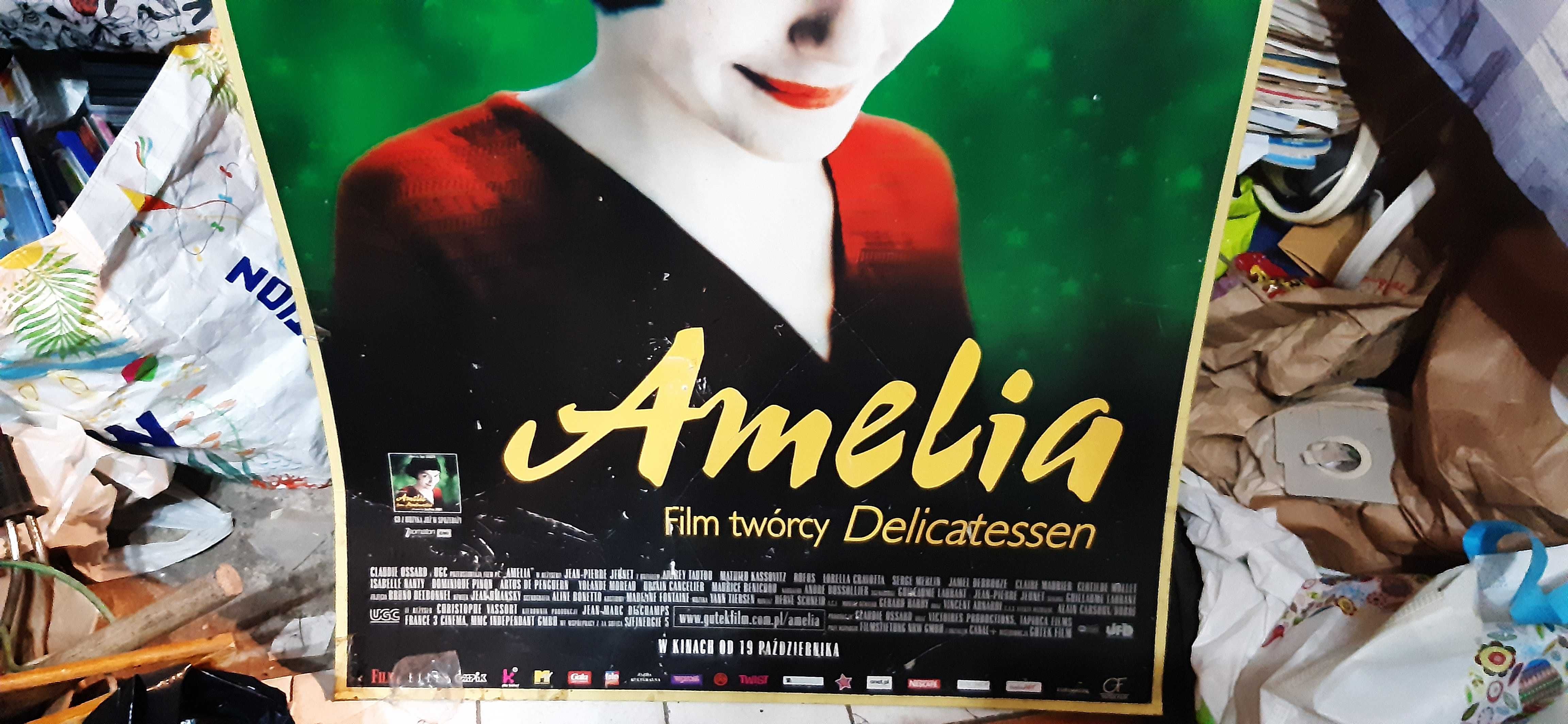 stary duży plakat z filmu amelia ze zlikwidowanej wypożyczalni