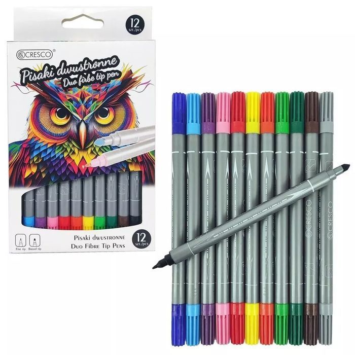 Pisaki dwustronne 12 kolorów. Cresco