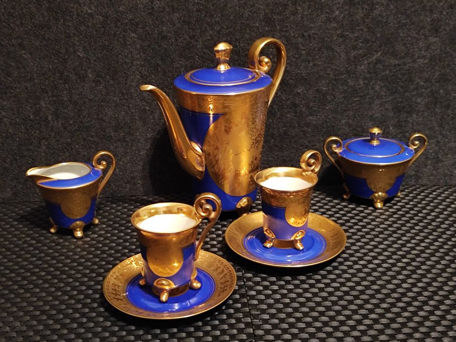 Porcelana Wiedeń Serwis  Tet- Ta -Tet J.Kuba Karlsbad Złoto 24 K