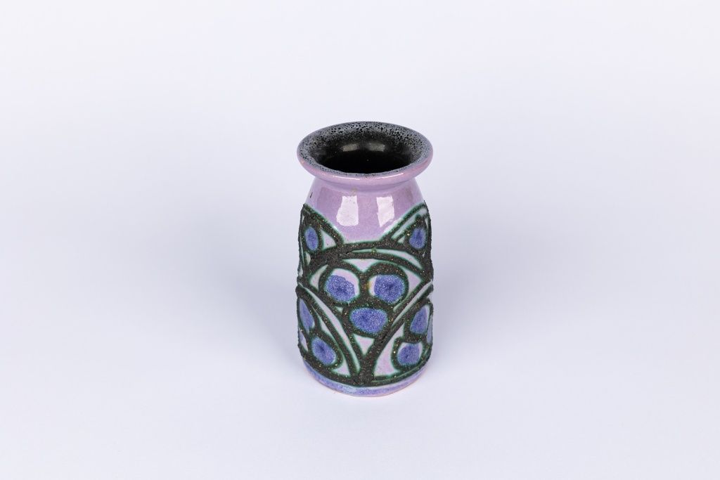 Strehla Keramik FAT lava wazon ceramiczny fioletowy vintage Germany