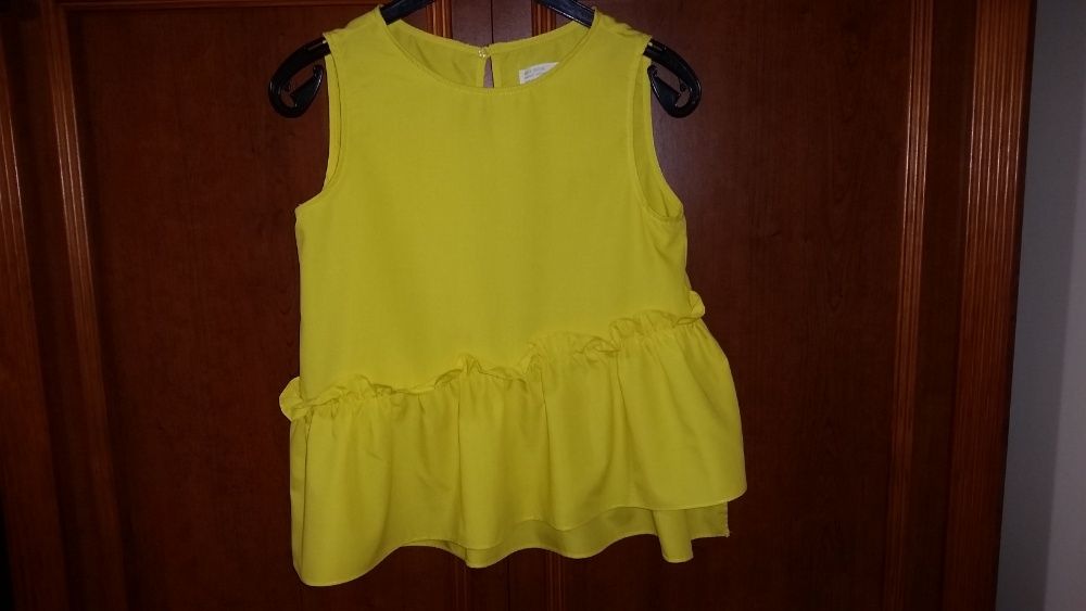 żółta bluzeczka/tunika z falbanką - Zara Girls