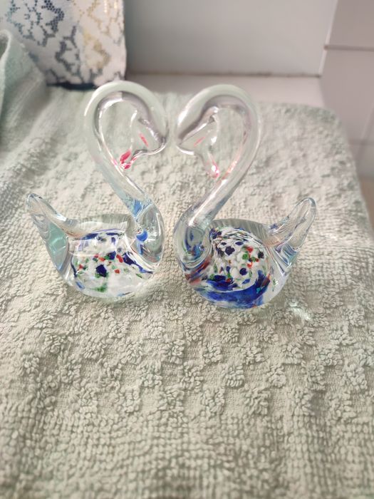 Лебеді,фігурка лебедя,скляний лебідь