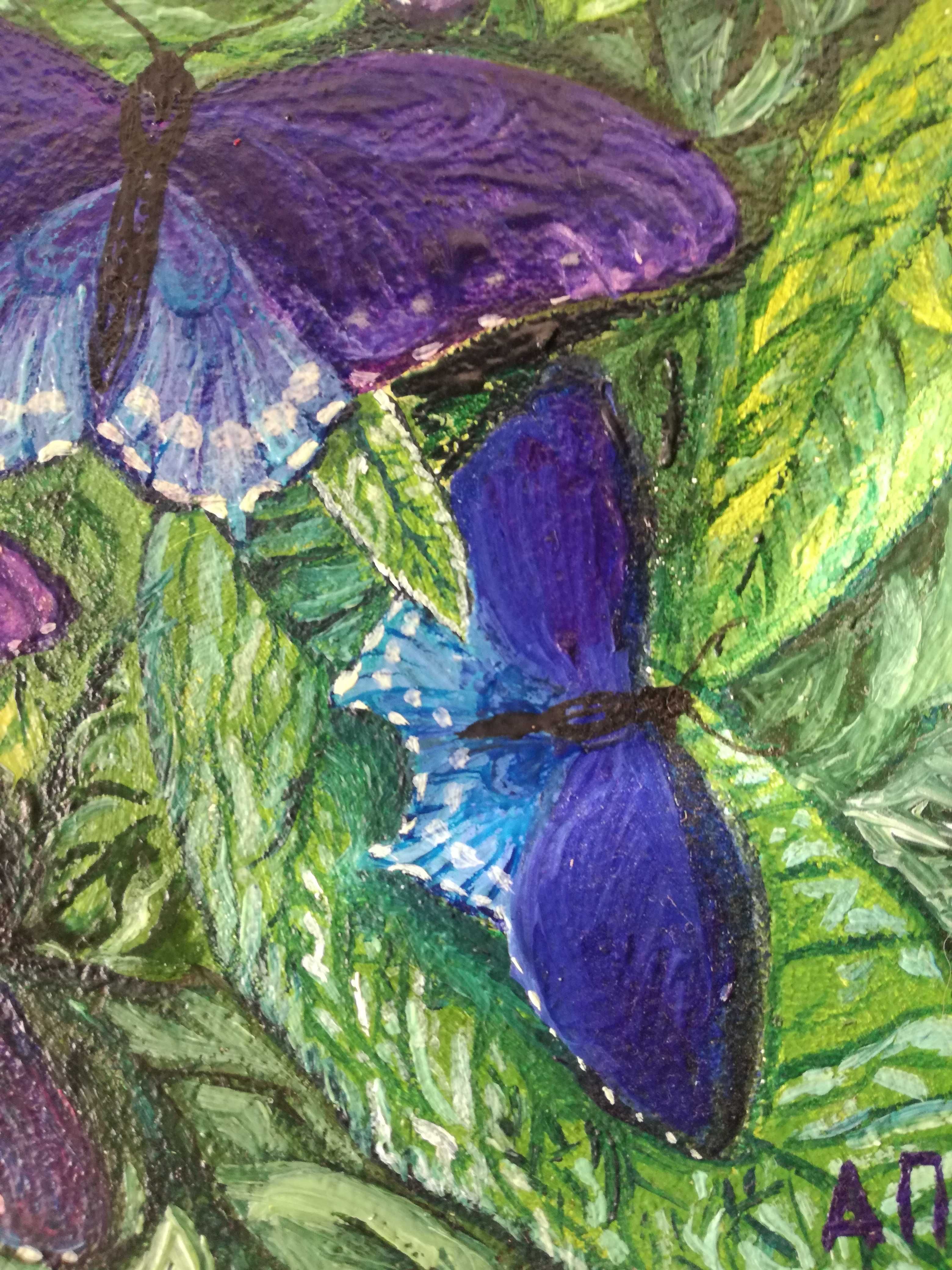 Картина маслом бабочки