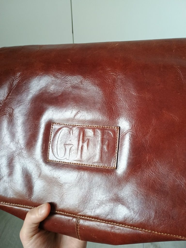 Vintage listonoszka torba na ramię skóra naturalna