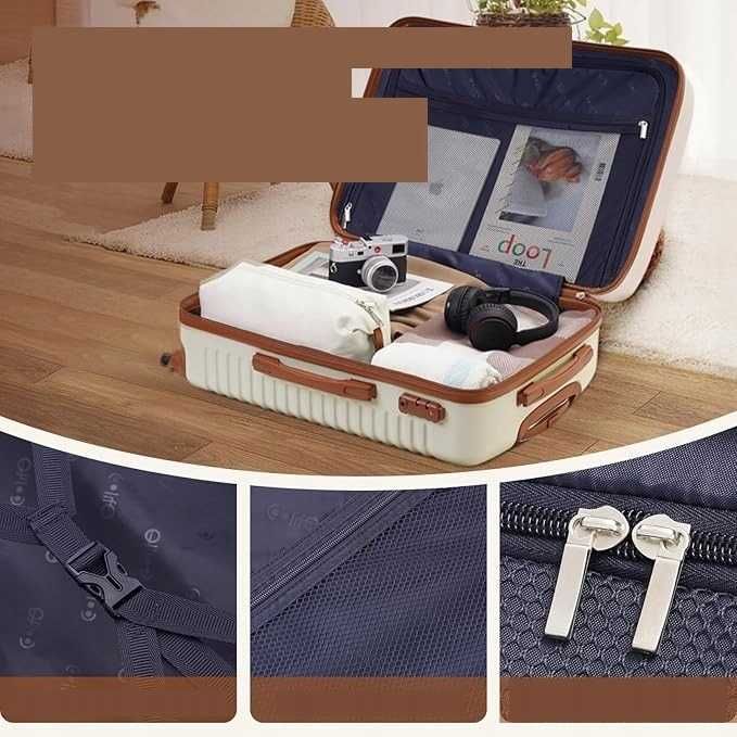 Walizka podróżna na kółkach ABS TSA, 1 plecak podróżny 1 kosmetyczka