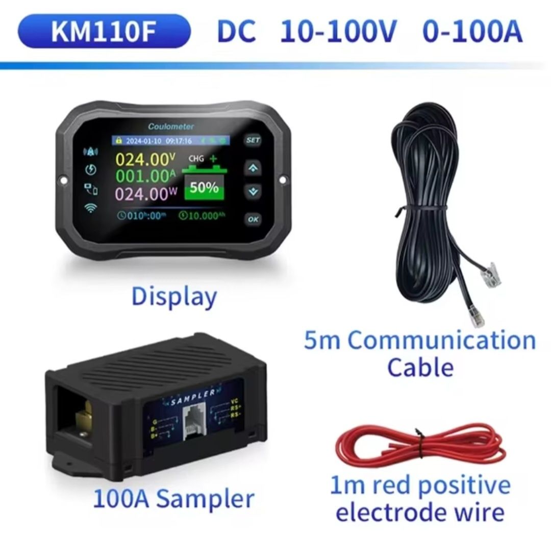 Monitor de Bateria JUNTEK KM110F – Wi-Fi, Detecção Bidirecional, 100 V