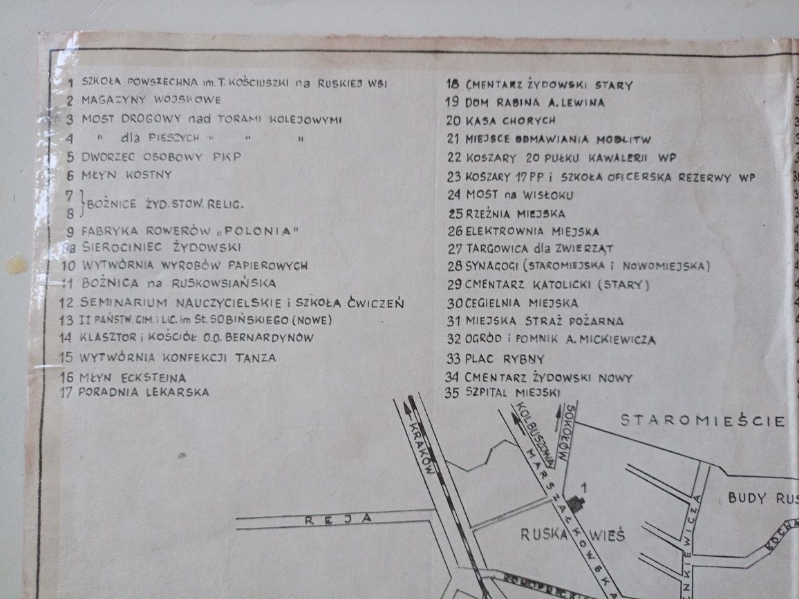 Mapa Rzeszów ważniejsze budynki pod koniec 20-lecie