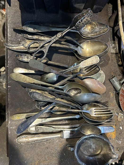 Kolekcja stara łyżka widelec