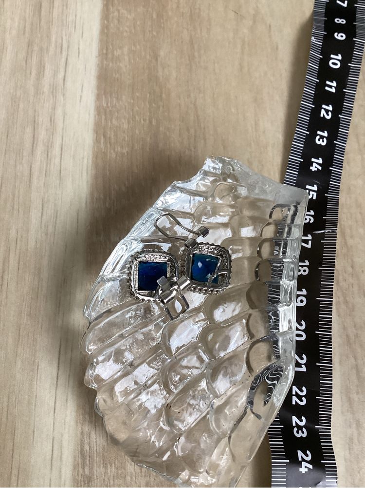 Kolczyki szafiry nano 1cm srebrne