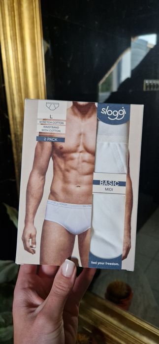Majtki męskie białe Sloggi 2 sztuki rozmiar L bawełna