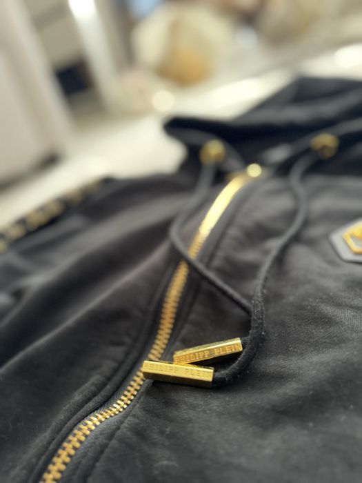 Bluza na rozpinanie z kapturem Philipp Plein Damska M złote cyrkonie