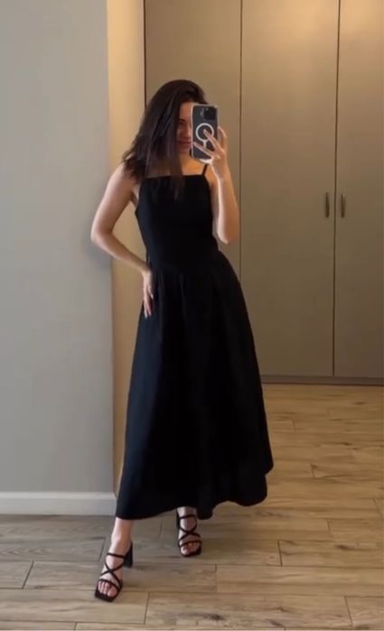 DiaDia Лляна чорна максі сукня, XS