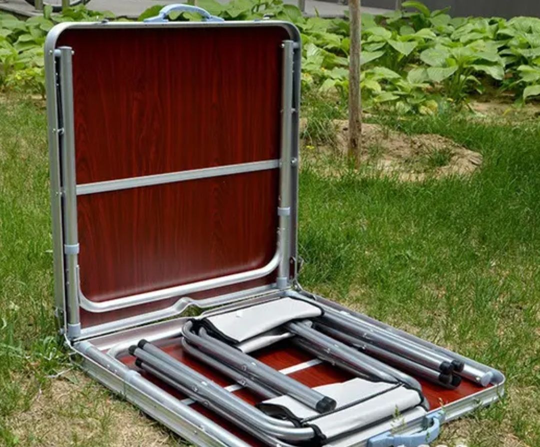 Стол алюминиевый раскладной для пикника + 4 стула, чемодан