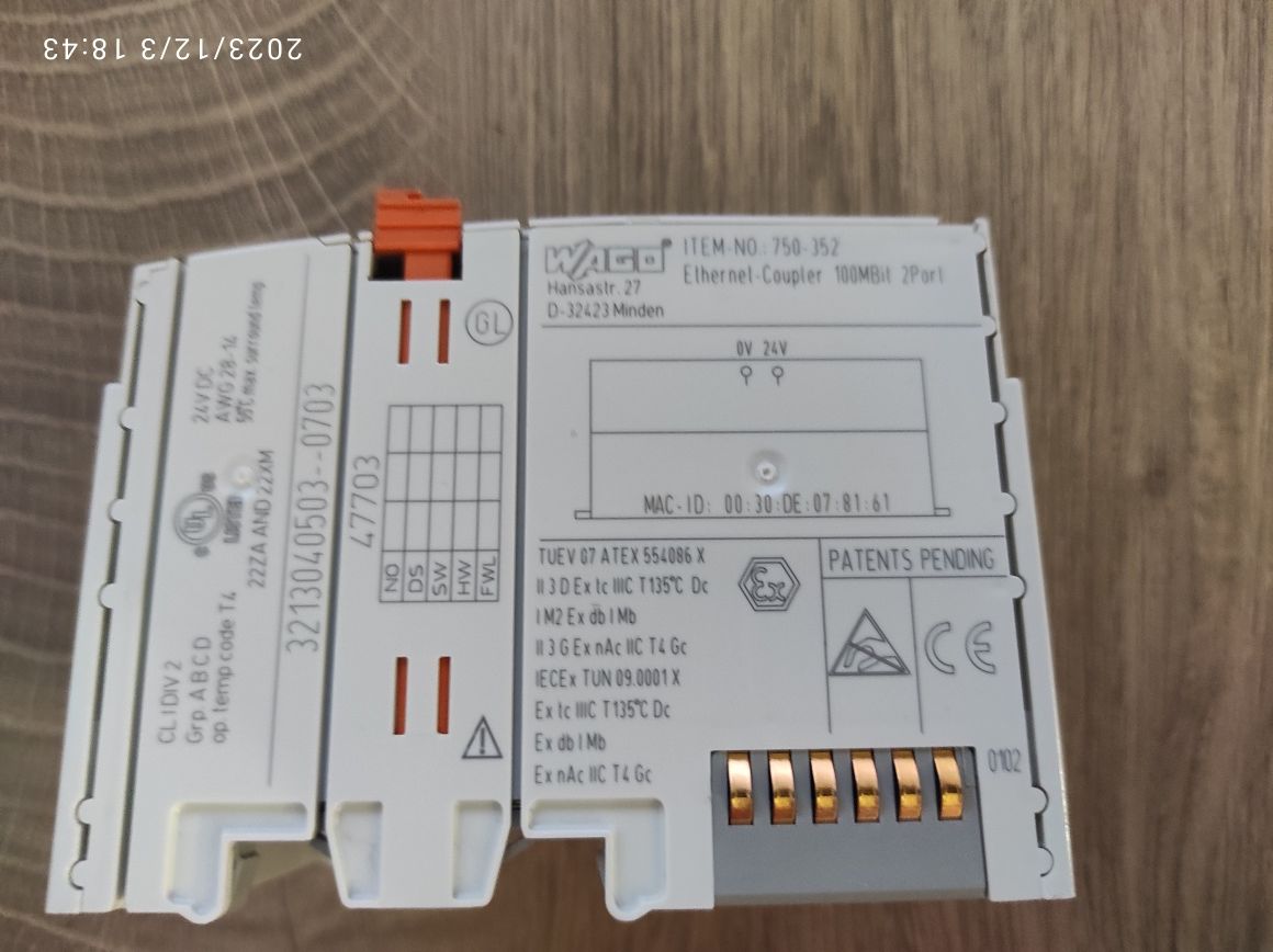 Wago 750-352 interfejs sieciowy Ethernet, 750-601, 750-402, 750-600