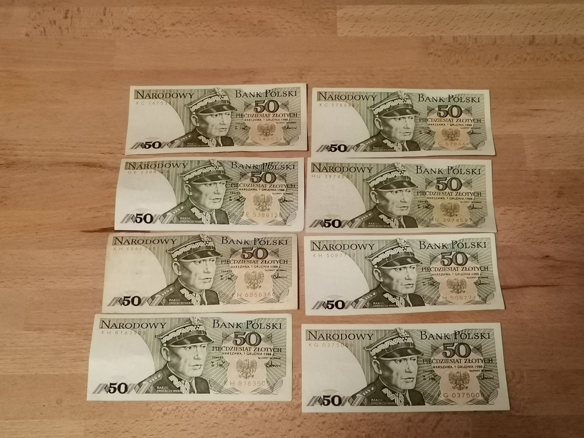 Banknoty 50 złotych 1988r(8 sztuk)