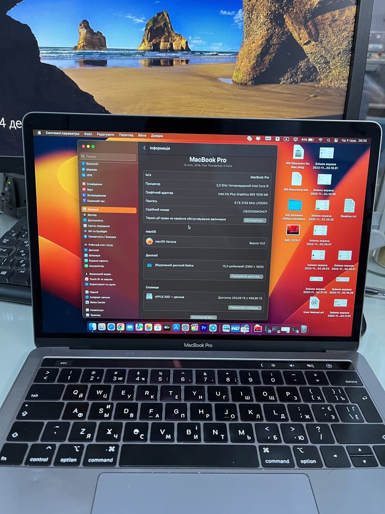 Macbook pro 13” 2018 TouchBar intel i5 500GB SSD 8Gb оперативка