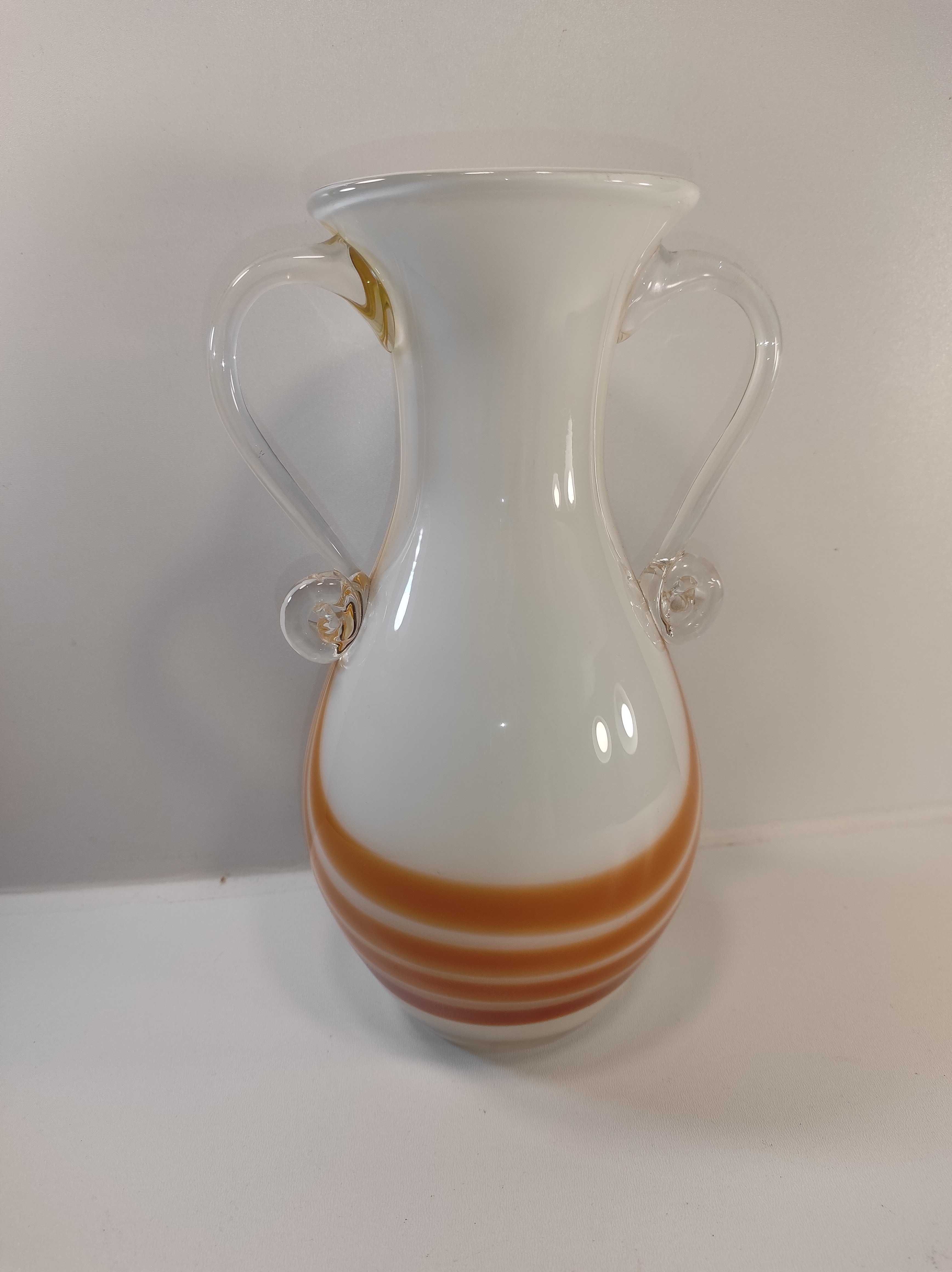 Wazon amfora szkło kolorowe Fiedorowicz HSG Ząbkowice 24cm  / PRL