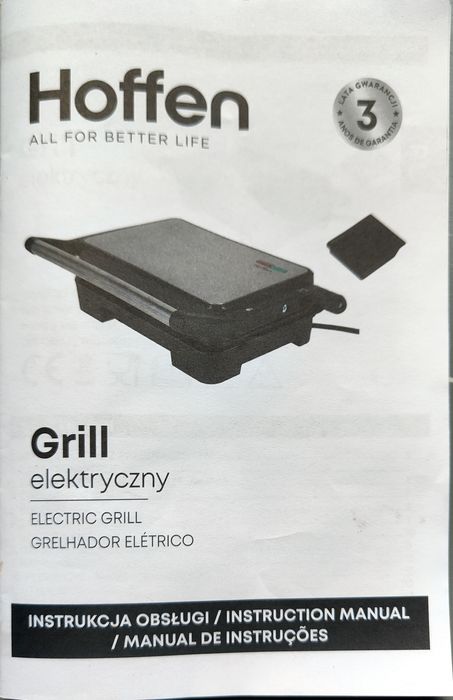 Grill elektryczny Hoffen  na gwarancji , raz użyty.