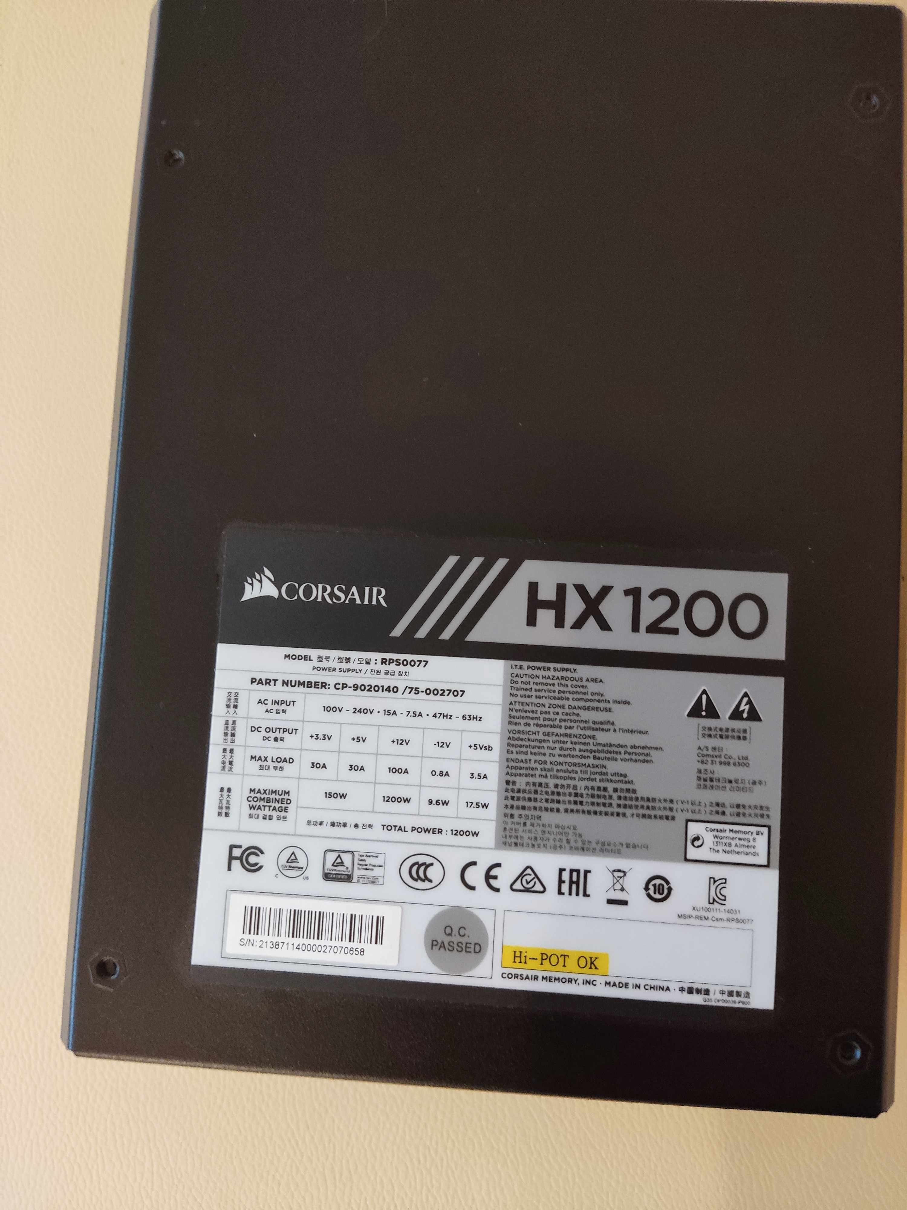 Zasilacz Corsair HX1200 - 1200 W 80 PLUS Platinum modularny Super!