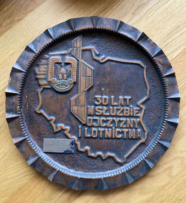 30 lat w służbie ojczyzny i lotnictwa talerz kolekcjonerski z nadaniem