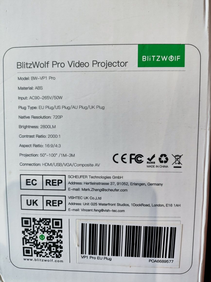 Projektor blitzwolf bw-vp1 pro 720p/1080p