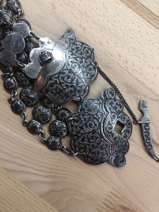 Антикварный пояс Кавказ Кубачи, серебро