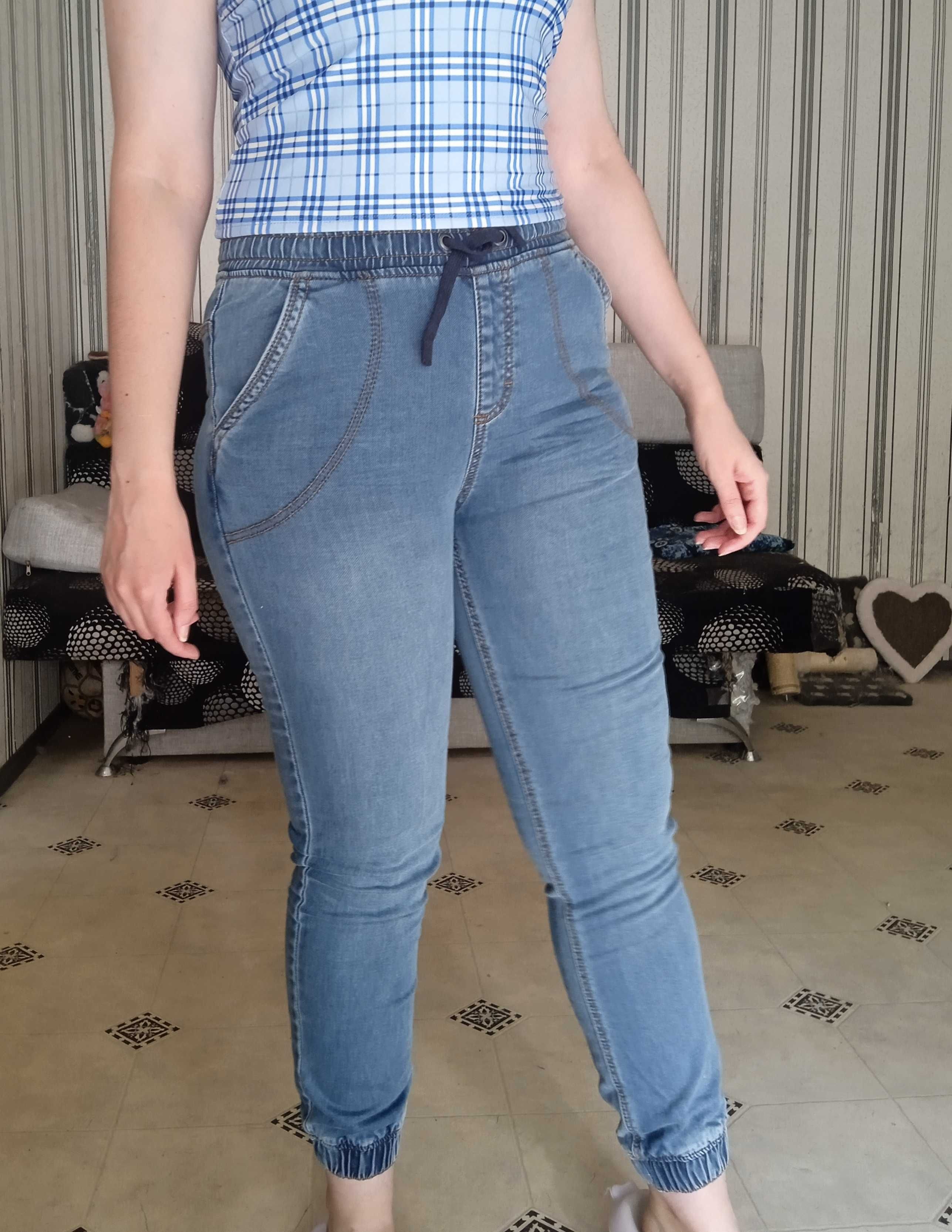 Нові з біркою сині джинси джоггери у спортивному стилі (бавовна) yigga