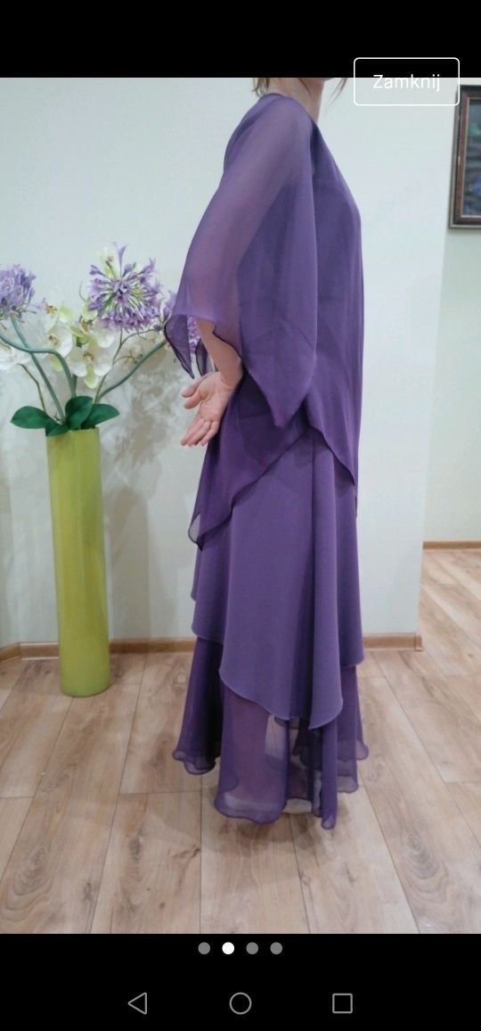 Fioletowa sukienka z narzutką