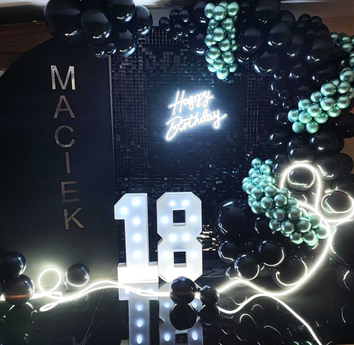 Ścianki balonowe 18 urodziny Dekoracje kwiatowe Imprezy   Balony