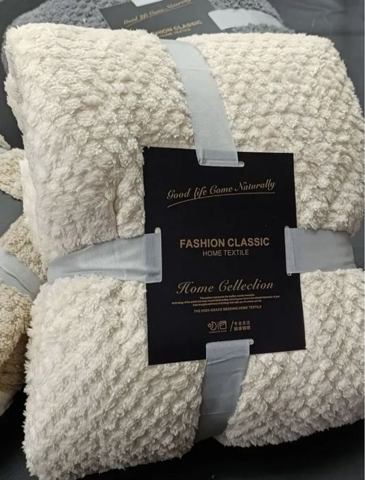 Якісний теплий плед соти на хутрі-овчині (розмір євро)