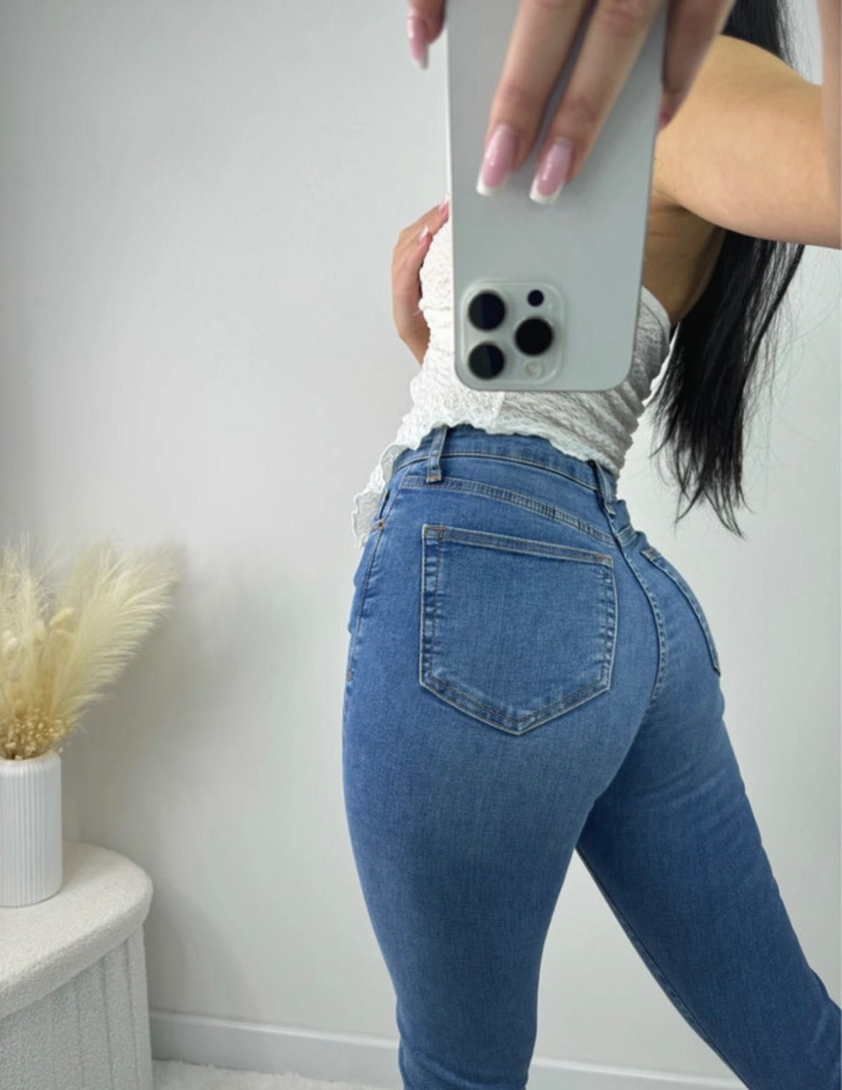 skinny jeans z wysokim stanem top shop dopasowane W26 L32