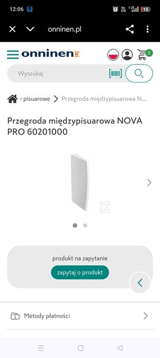 Przegroda pisuarowa koło