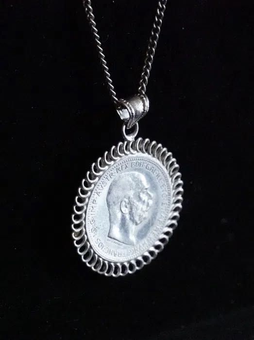 Medalion 1916r. Srebrna moneta na łańcuszku 925