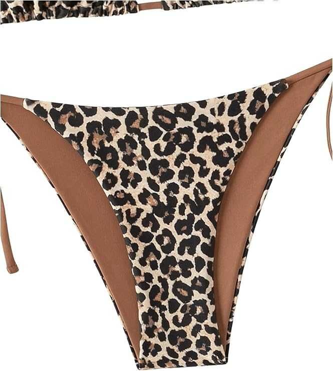 Bikini damskie panterka halter sznurowane plecy stringi lato rozmiar S