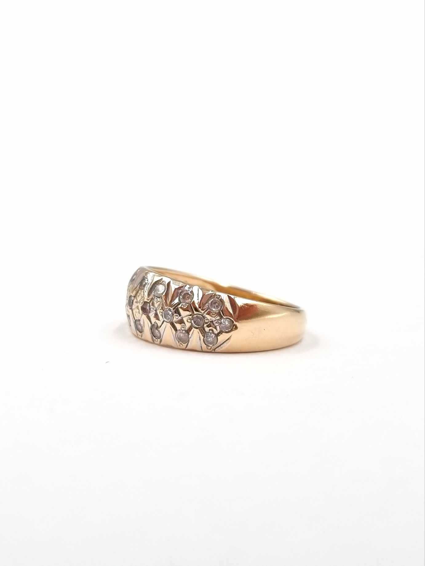 Złoty pierścionek 585 z cyrkoniami roz. 13