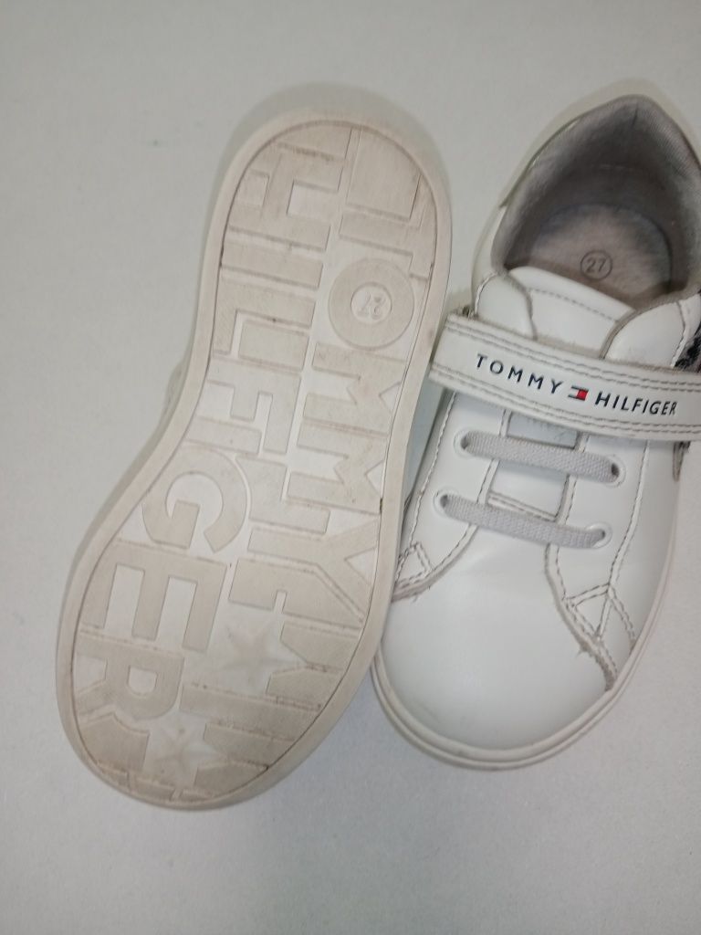 Tommy Hilfiger r.27 białe skórzane buty, adidasy, trampki na rzep.