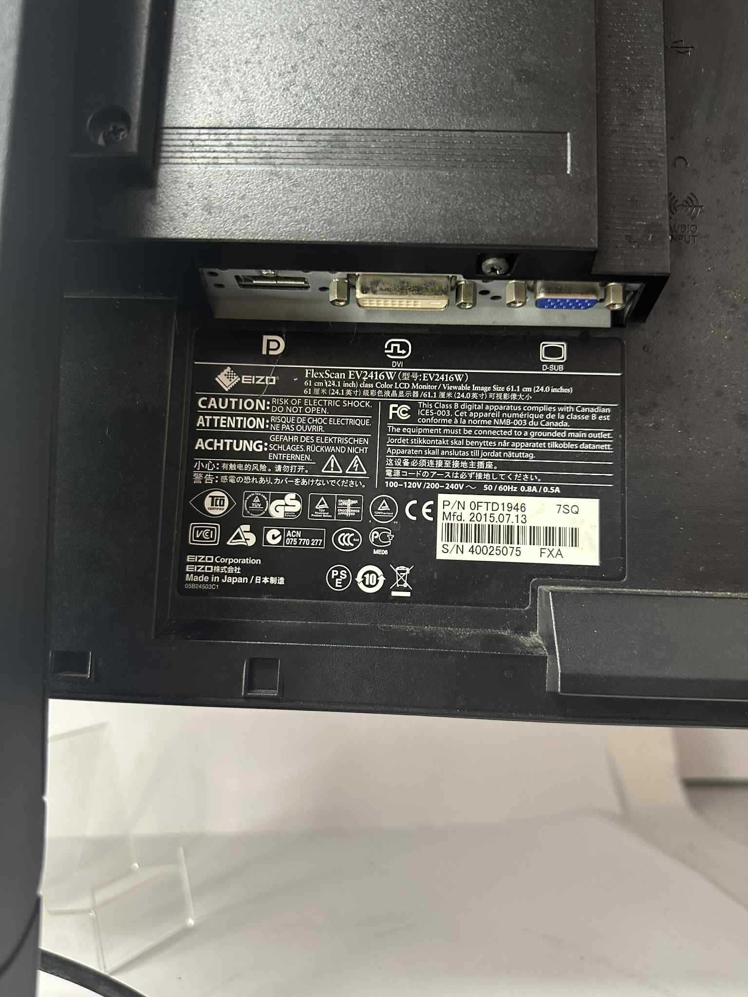 Monitor EIZO EV2416W (721/25) tyl